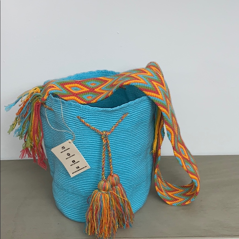 Wayuu Tribe crossbody bags light blue